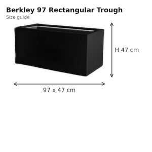 Berkley 97 Black Fiberstone Rectangular <b>Trough</b> Planter 97x47x47cm Large Indoor Outdoor Flower Pot Weatherproof Vietnam - Product Image 2
