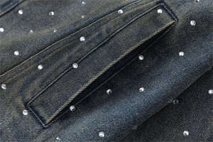 Fully <b>Rhinestone</b> Winter Outerwear Washed Denim <b>Jackets</b> for Men's Streetwear Vintage Turn Down Collar Full Sleeves Denim <b>Jacket</b> - Product Image 5