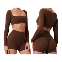 Ensemble de sport deux pièces en dentelle pour femme grande taille, débardeur court et legging de yoga taille haute, respirant