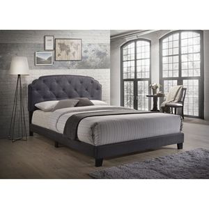 Letto Matrimoniale Tradilla in Tessuto Grigio, Arredamento Imbottito Elegante per Comfort e Stile - Product Image 1