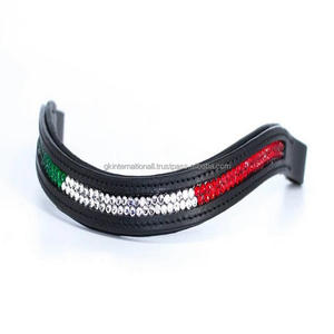 Clásico hecho a mano a medida cristales multicolores pedrería decorativa canal vacío cuero ceja de caballo banda a precio mayorista - Product Image 1