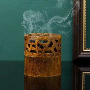 Wooden <b>Oud</b> <b>Bakhoor</b> Burner With Metal Bowl For Burning Incense And Creating Pleasant Aroma - Product Image 1