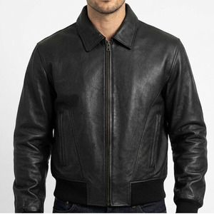 Blouson Bomber Homme en Cuir de Vachette Véritable OEM Personnalisé, Noir Classique, Grain Complet, Vêtement d'extérieur Décontracté, Blouson Moto Biker - Product Image 1