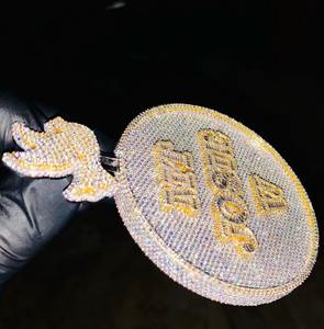 Real Moissanite Men's Custom <b>Letter</b> Pendant 925 Sterling Silver with <b>Gold</b> Hip Hop Style Tester Pass 6 Ct Diamond Charm Jewelry - Product Image 3