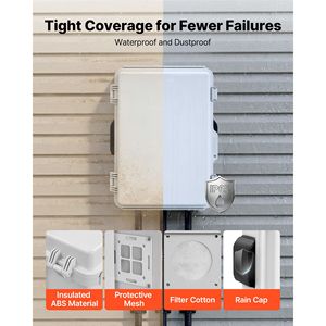 "IP68 <b>Waterproof</b> ABS Outdoor <b>Electrical</b> Junction <b>Box</b> with Thermostat & Mounting Plate" - Product Image 4