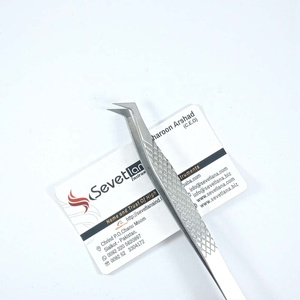 Pince à épiler d'extension de cils de Volume russe belle poignée en diamant finition satinée pointe en fibre incurvée en acier inoxydable - Product Image 5