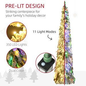 Albero di Natale a Matita Alto Preilluminato con Luci LED Bianco Caldo, Rami Artificiali Effetto Neve Colorati per Decorazioni Natalizie - Product Image 5
