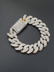 Pulsera de eslabones cubanos de oro de 10 quilates con diamantes de moissanita de 10 mm, ligera y lujosa, estilo Miami Iced Out, joyería para hombre - Product Image 2