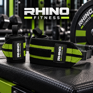 สายรัดข้อมือผ้าฝ้ายลายทาง RHINO FITNESS แบบตีนตุ๊กแก สำหรับมือซ้าย ใช้สำหรับยกน้ำหนักและออกกำลังกายในยิม - Product Image 1