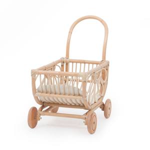 Poussette en rotin naturel Poussette Poupée Landau en osier Jouets pour bébé fille - Product Image 6