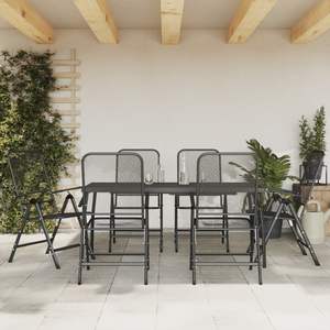 Set da Pranzo Pieghevole in Metallo Antracite per Giardino, Dimensioni Standard, Arredamento da Esterno - Product Image 1