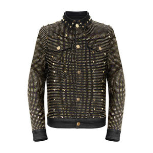 High Quality Breathable Quick Dry Men's Denim <b>Jacket</b> with Custom Logo Front Logo Wholesale Price Men's Denim <b>Rhinestone</b> <b>Jacket</b> - Product Image 1