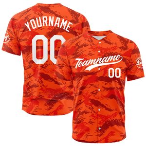 เสื้อเบสบอลแบบกำหนดเองสำหรับผู้ชาย สีแดงลายพราง พิมพ์ลายแบบซับลิเมชั่น ระบายเหงื่อได้ดี แขนสั้น ทรงพอดีตัว พิมพ์ชื่อทีม เหมาะสำหรับทุกฤดูกาล - Product Image 1