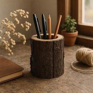 Boîte de rangement de bureau en bois pour crayons et fournitures de papeterie - Product Image 3