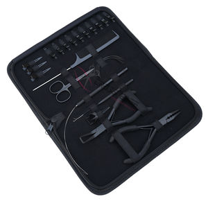 Kit d'outils tout-en-un pour extensions de cheveux noirs : crochet de tirage, outil à boucle, peigne à queue, ciseaux à fils, pinces à micro-perles - Product Image 1