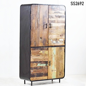 Recycled Boat Wood Metal Frame Industrial Design Living Room <b>Wardrobe</b> Almira Home Furniture Available Factory Direct Price - Product Image 1