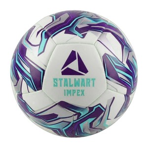 Balón de Fútbol Termosellado Stalwart Impex con Patrón Serigrafiado en Morado y Verde Azulado, Resistente al Agua, Ligero y Duradero para Uso en Exteriores - Product Image 1