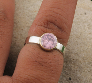 Natural Pink <b>Quartz</b> 925 Sterling Silver <b>Ring</b> Handmade Women's Wedding <b>Ring</b> Custom Gemstone Jewelry with Bezel Setting - Product Image 5