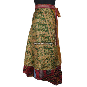 Reversible Silk Magic 38 Inch Long <b>Wrap</b> <b>Skirt</b> Halter Tube 2 Layer Reversible Magic Silk Saris <b>Wrap</b> Long <b>Skirt</b> Boho Style Women - Product Image 4