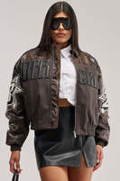 Blouson Bomber en Similicuir Grande Taille pour Femme, Logo Uni, Fermeture Éclair Avant, Coupe-Vent, Style Urbain, Vêtement d'Hiver, Manches Longues