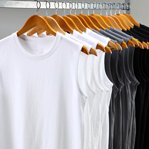 Men's 100% Cotton Lightweight Knitted Tank Top O-Neck Solid Color Breathable Sleeveless Vest Casual Wear Black Gray - Product Image 4