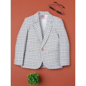เสื้อเบลเซอร์ลายตารางสีฟ้าอ่อนและสีขาวสำหรับเด็กผู้ชาย - Product Image 4