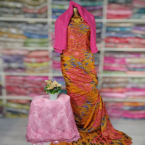 Robe de mariée tendance et luxueuse en jacquard slub, style somalien, couture traditionnelle, motif floral et feuillage, très demandée - Product Image 2