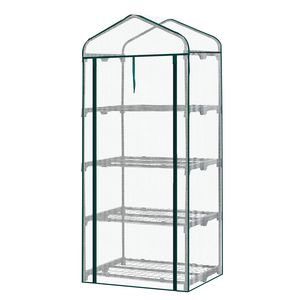 Serra Portatile a 4 Livelli 69x48x15 cm con Copertura in PE e Porta con Cerniera a Rullo, Impermeabile per Giardino e Veranda - Product Image 1