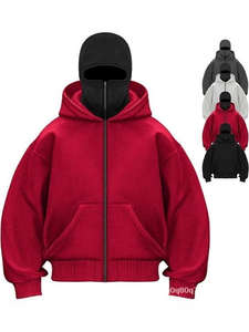 Nouveau pull transfrontalier à fermeture éclair avec double capuche, panneau lumineux DIY, unisexe, automne-hiver, sweat à capuche pour couple, polaire imperméable - Product Image 2