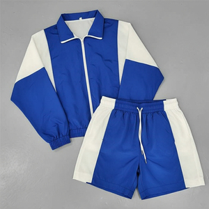 2026 Custom <b>Men</b> Clothing <b>Short</b> and Jacket Jogger Set Two Piece Zipper Polyester Wholesale Price Windbreaker <b>Shorts</b> Sets For Man - Product Image 4
