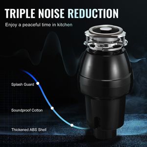 Dissipatore di Rifiuti Alimentari a Alimentazione Continua da 1/2 HP, 3450 RPM, Silenzioso, Sistema di Triturazione con Montaggio a 3 Bulloni, con Spina USA e UK - Product Image 4