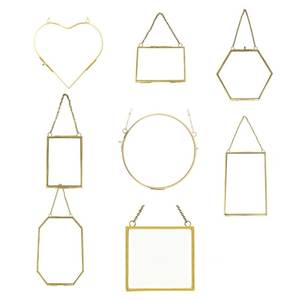 Marco de Fotos Colgante de Vidrio y Metal para Decoración de Pared, con Vidrio en 2 Lados, 7 Pulgadas (Dorado), Marco Decorativo para Fotos - Product Image 3