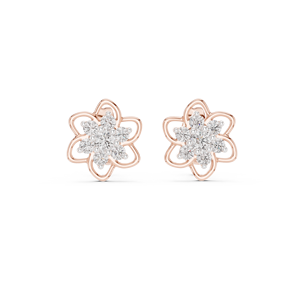 Juego de pendientes de diamantes cultivados en laboratorio ROYAL BLOOM en oro rosa de 18 quilates para compromiso, boda, fiesta, regalo de San Valentín, uso diario para mujeres - Product Image 1