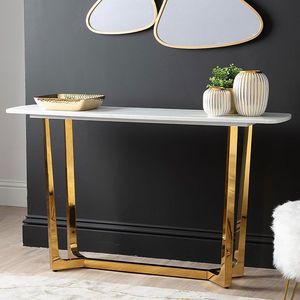 Contemporary Marble Top <b>Console</b> Furniture With Strong Iron Frame Perfect For Modern Hallway Decoration And Storage Purposes - Product Image 6