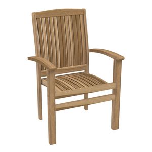 Luxury Modern Bistro <b>Stackable</b> Teak Wood Eco-Friendly <b>Outdoor</b> Dining Armchair for Garden Furniture - Product Image 1