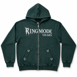 Sudadera con capucha para hombre, verde oscuro, con cremallera completa, de algodón grueso, estilo oversize, estilo urbano, con forro polar. - Product Image 2