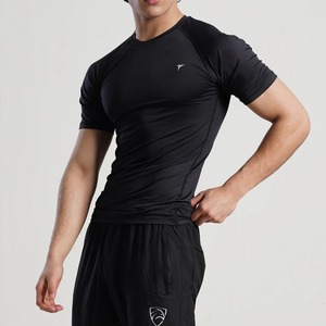 athletic gym <b>compression</b> tshirt men workout fitness tee quick dry stretch sportswear supplier - Product Image 5