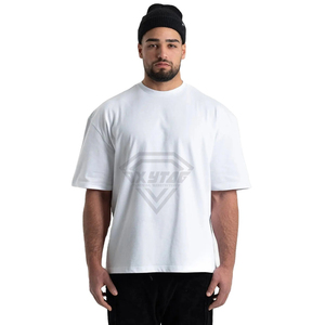 Custom Wholesale Mens Oversized T Shirt Heavyweight Cotton Drop Shoulder <b>Plain</b> <b>White</b> <b>Tee</b> Shirt Streetwear Blank Clothing Apparel - Product Image 1