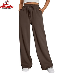 Custom Streetwear Casual Trousers Wide Leg Drawstring Outdoors Jogger Swear Pants Women Fleece Cotton Ladies Sweatpants - Product Image 5