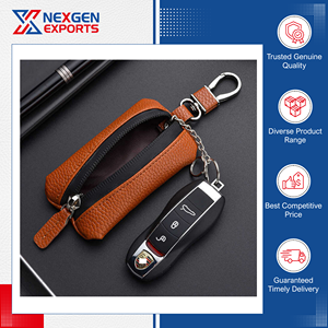 Étui à clés de voiture en cuir PU imperméable de qualité supérieure, très résistant, avec fermeture éclair, idéal pour les voyages, les cadeaux et le rangement - Product Image 3