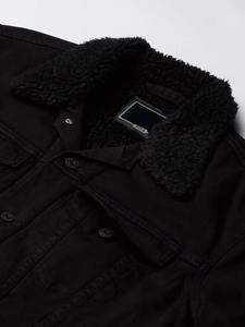 Ventes en gros de vestes en jean denim surdimensionnées personnalisées avec logo, vestes en jean denim tendance pour hommes, vêtements de rue, vestes en jean denim de qualité avec col en fourrure - Product Image 4