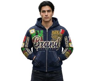 Hoodie Homme Personnalisé Vintage Délavé Effet Soleil Brodé, Fabrication OEM, Coupe Oversize, Coton Biologique 100% Lourd, Hiver - Product Image 1