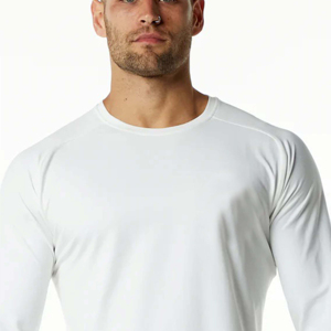 T-shirt à manches longues pour homme de haute qualité avec col contrastant, design uni, vente en gros, t-shirt à manches longues, fabrication OEM disponible - Product Image 5