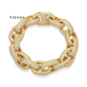 Pulsera Cubana de Diamantes Cultivados en Laboratorio S925, Corte Brillante Redondo, Chapada en Oro, Lujosa, Unisex, para Uso Diario - Product Image 2