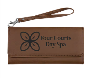 Cadeau pour la fête des mères, portefeuille en cuir long à fermeture ouverte pour homme avec gravure laser personnalisée et doublure en polyester - Product Image 1