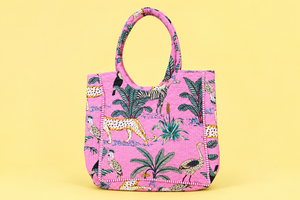 Sac fourre-tout matelassé en coton imprimé jungle avec fermeture éclair pour le quotidien, les voyages et la plage - Product Image 4