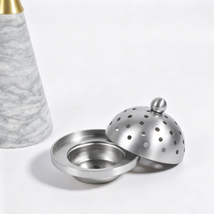 Quemador de incienso de mármol de lujo Mabkhara con tapa de acero inoxidable, quemador de Bakhoor árabe, quemador de Oud, decoración para el hogar, soporte para incienso - Product Image 6