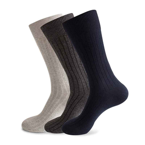 Logo Print Knitted Wholesale Large Size Men <b>Socks</b> Ribbed Combed Cotton Anti-Bacterial Thick Comfortable <b>Black</b> Beige Crew <b>Socks</b> - Product Image 1