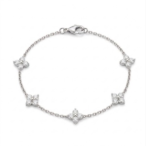 Pulsera de Cadena y Eslabones con Diamantes de Laboratorio de 1Ct/1.4Ct en Oro Rosa, Pulsera de Trébol de Oro Sólido de 14K con Cierre de Langosta, Regalo de Cumpleaños para Ella - Product Image 6
