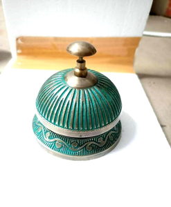 Vintage <b>Brass</b> Color Desk <b>Bell</b> Nautical Design Decorative Table Office Hotel Cafe - Product Image 2